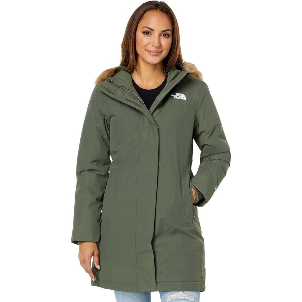 The North Face Arctic Jacket Women's 3X Green Full Zip Faux Fur Hooded APP2112